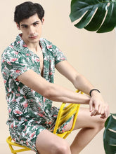 Men Green Printed Casual Co ord Set-AM-95-8-Green